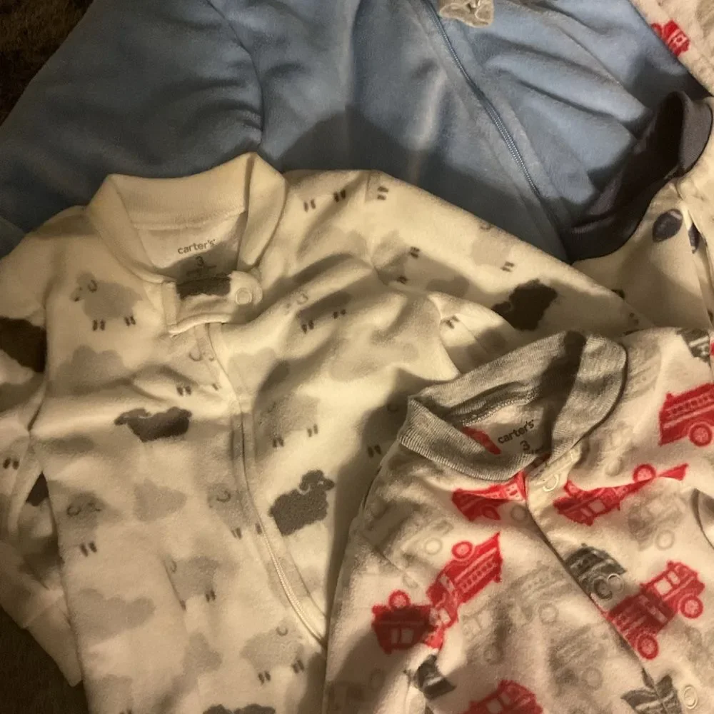 Baby Boy 5 Piece Warm Zipper Onesie Bundle Lot Size 0-3M